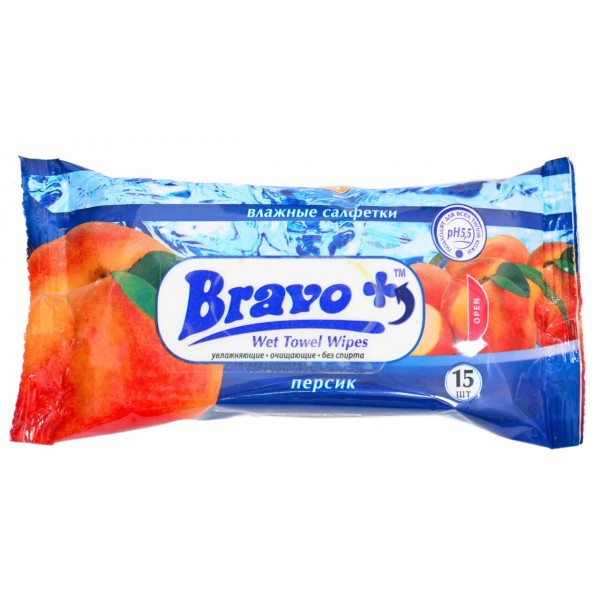 Салфетка влажная "Bravo" 15лист.