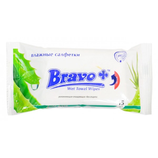 Салфетка влажная "Bravo" 15лист.