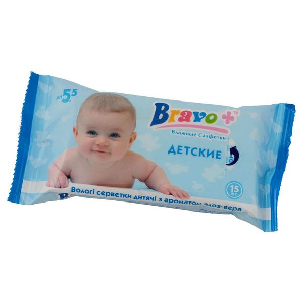 Салфетка влажная "Bravo" 15лист.