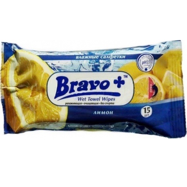 Салфетка влажная "Bravo" 15лист.