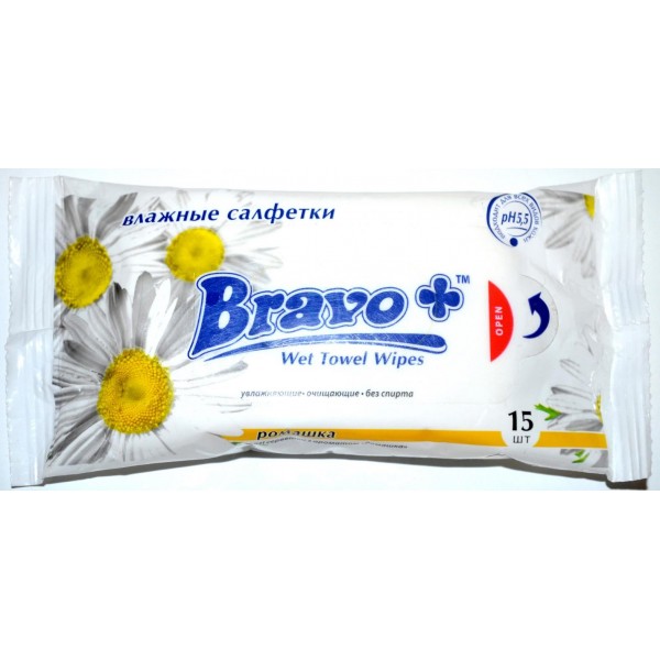Салфетка влажная "Bravo" 15лист.