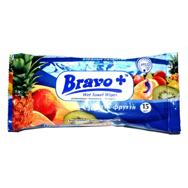 Салфетка влажная "Bravo" 15лист.
