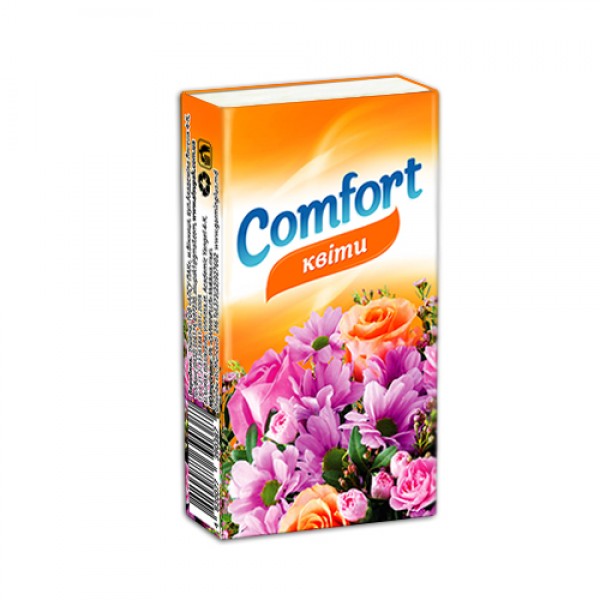 Платки носовые бумажние "Comfort" с ароматом "Цветов" 10шт